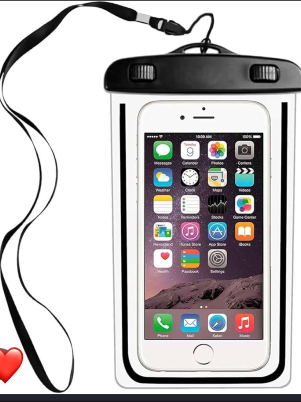 Clear Plastic Waterproof Phone Pouch with Black Lanyard